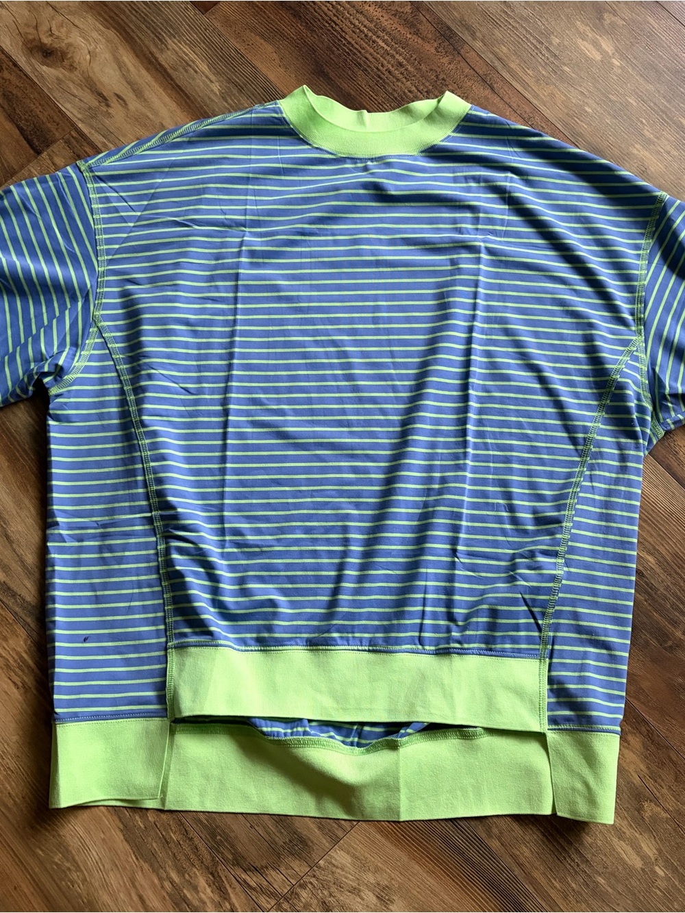 Striped Blue and Lime Short Sleeve Women's Tee